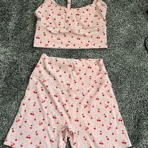 Vitality Cherry Print Cloud II Volley short and Longline sports bra